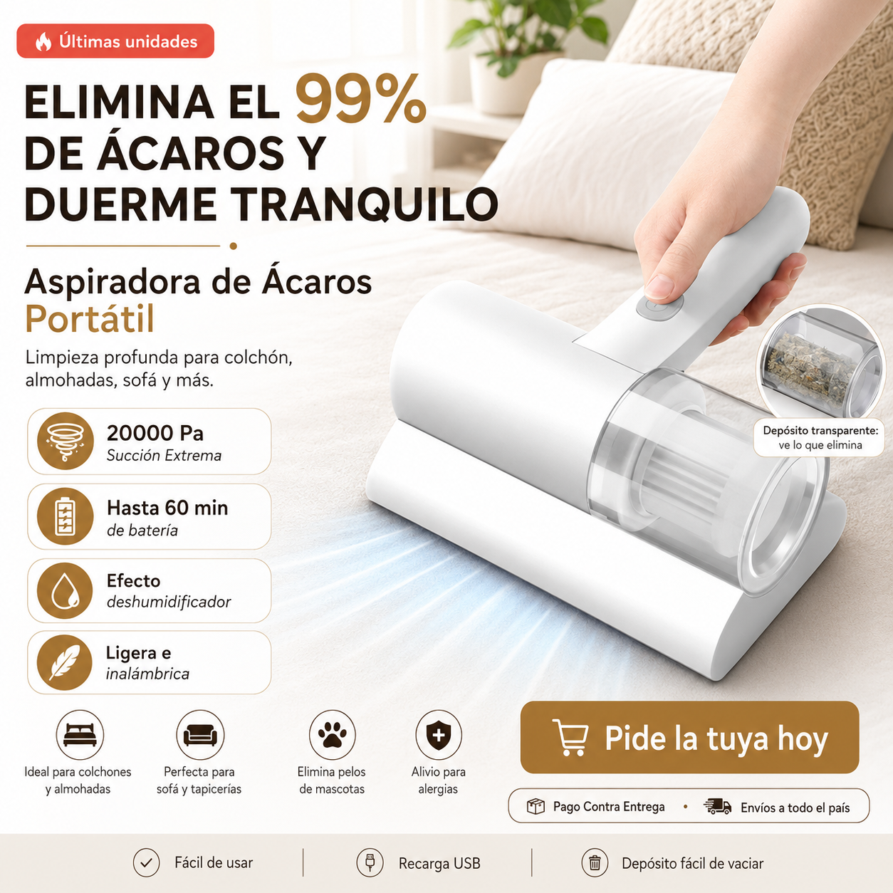 ASPIRADORA DE ACAROS PORTÁTIL + ENVÍO GRATIS