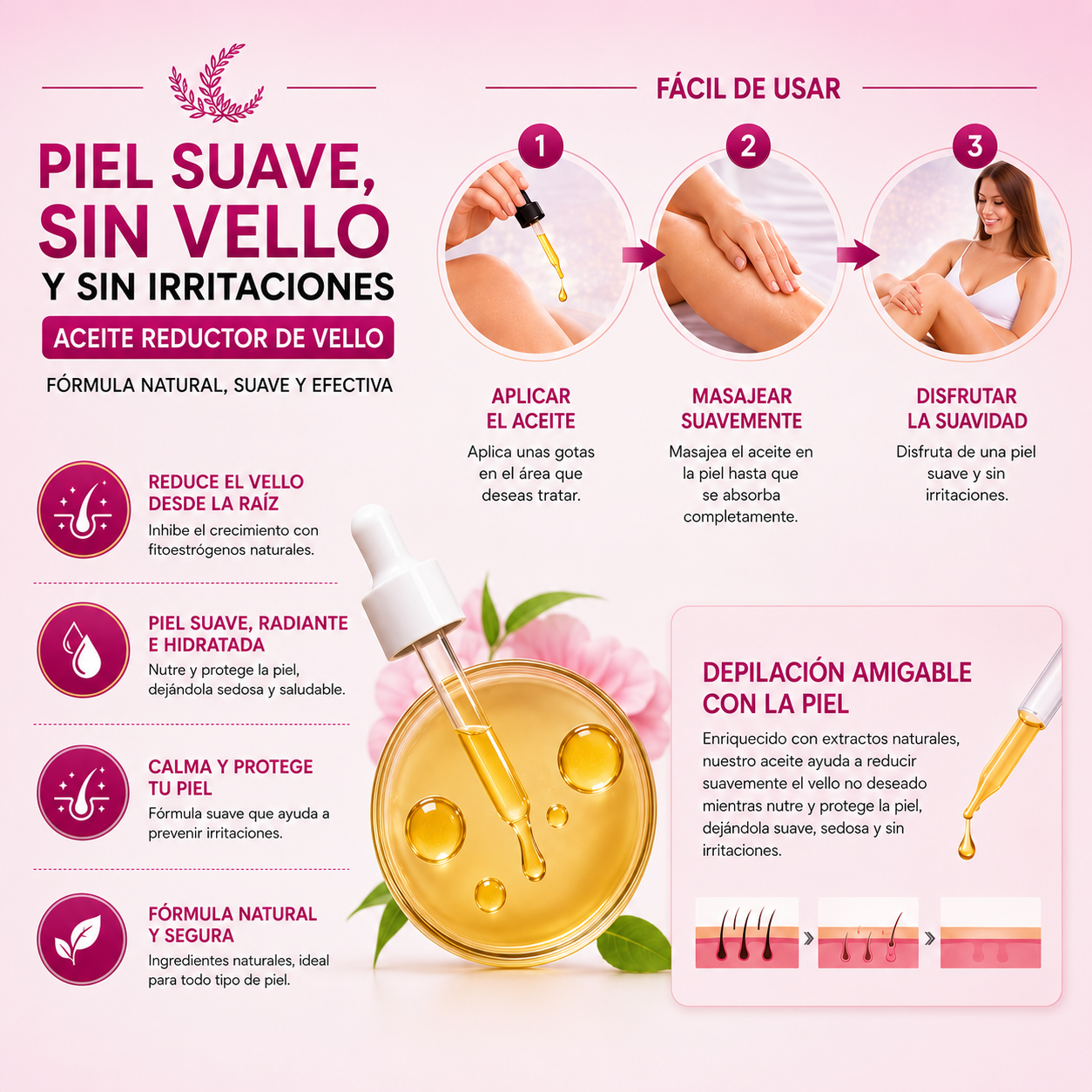 ACEITE REDUCTOR DE VELLO - CYPERUS ROTUNDUS OIL + ENVÍO GRATIS
